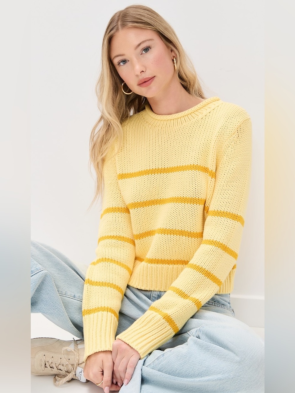 La Ligne Mini Marina Sweater Yellow Striped Crewneck, XS